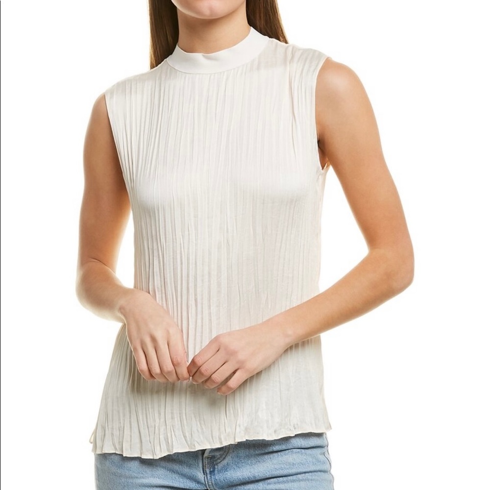 Vince variegated ribbed mock neck shell top